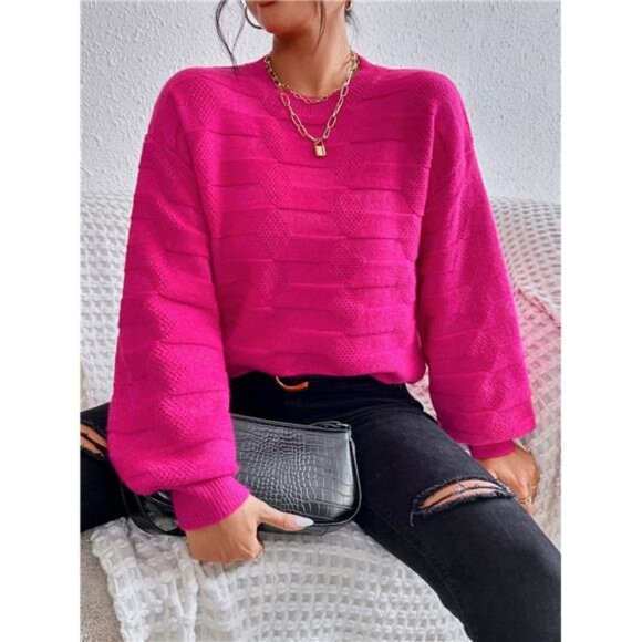 Drop Shoulder Textured Knit Sweater - Picture 4 of 6